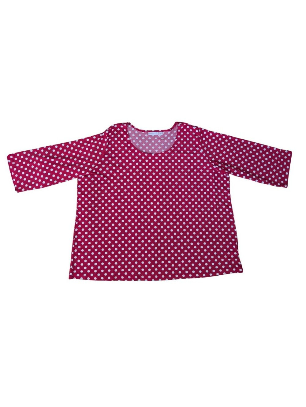 Susan Graver Liquid Knit 3/4 Sleeve Top Womens 3X Shirt Red White Polka Dot